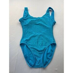 Catalina Womens Size 12 Ribbed Blue One Piece Bathing Suit Scoop Back Sleeveless